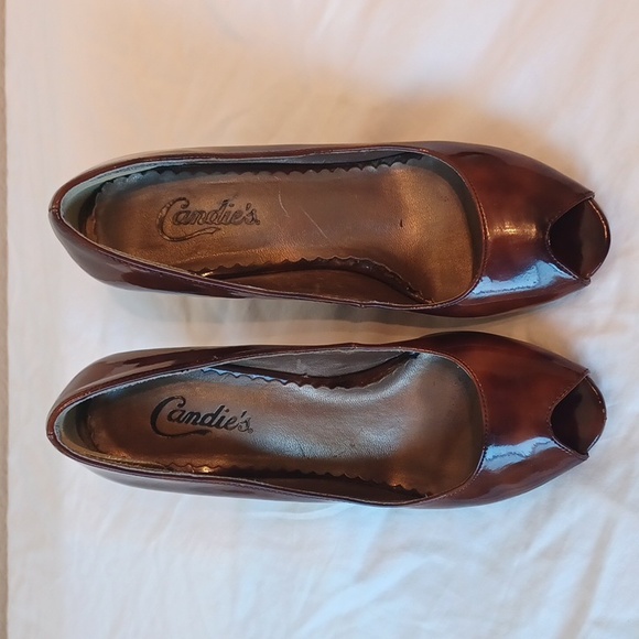 Candie's Shoes - 3/$25 SALE Candies Peep Toe Platform Heel Brown Tortoise Patent Leather Womens 6